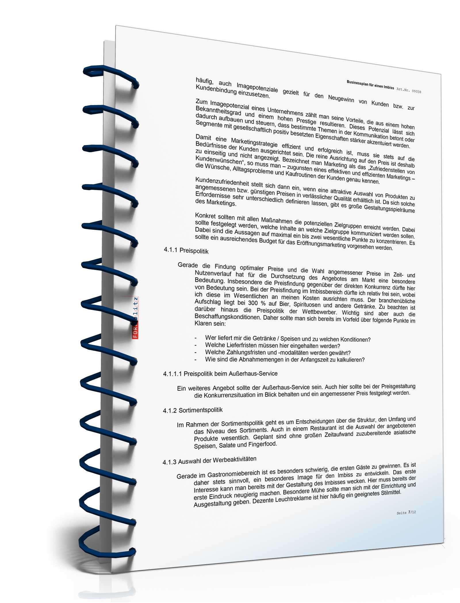 Businessplan Imbiss Excel. Seite: 10