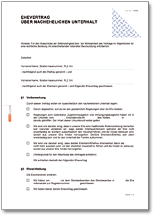 Ehevertrag nachehelicher Unterhalt Word