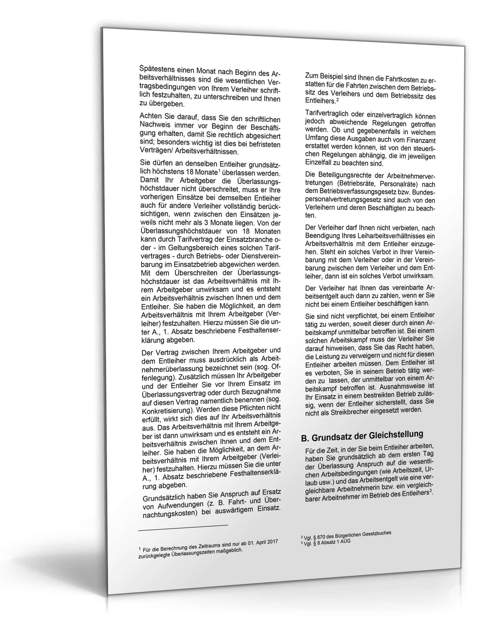 Merkblatt für Leiharbeitnehmer PDF. Seite: 2