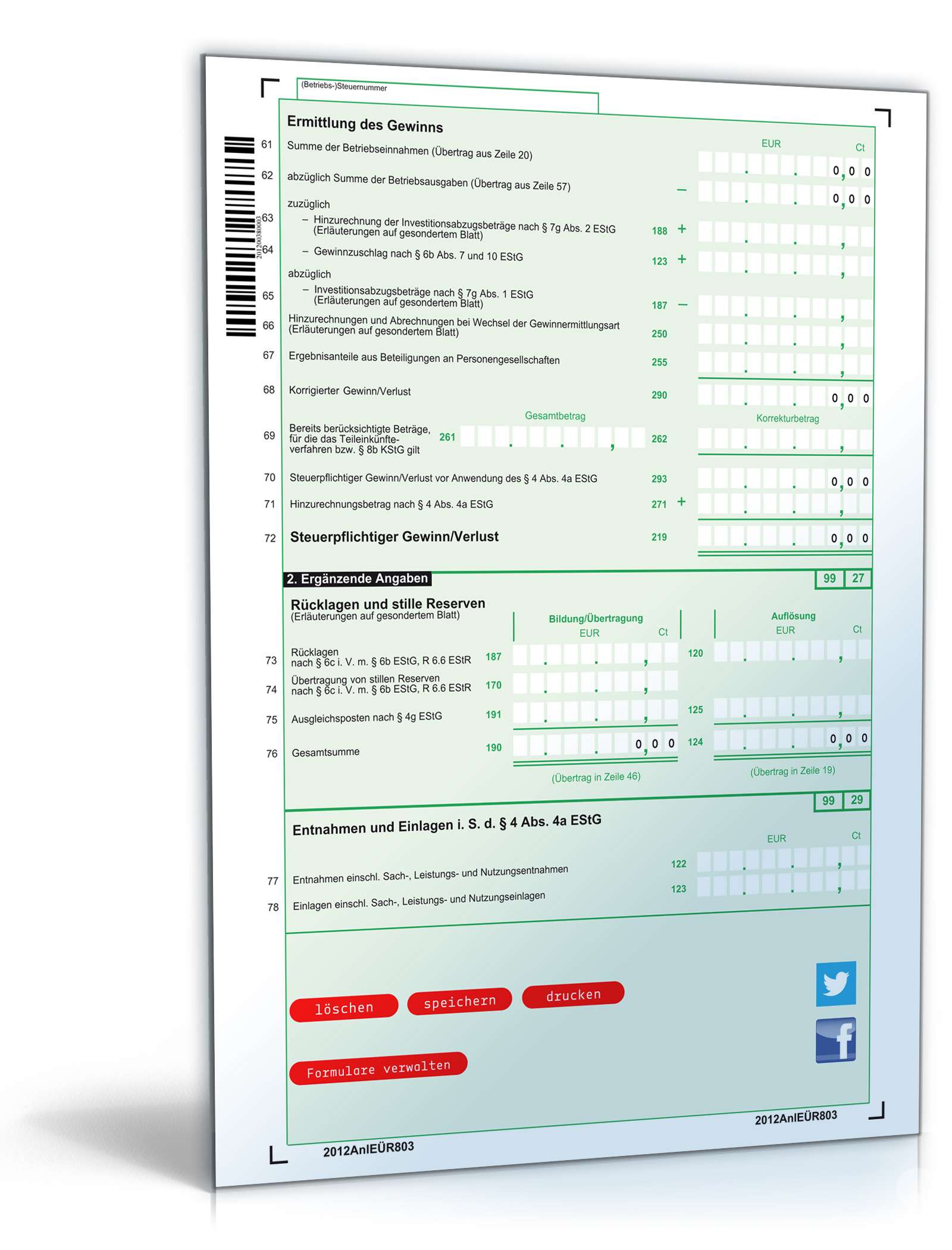 Anlage EÜR 2012 PDF. Seite: 3