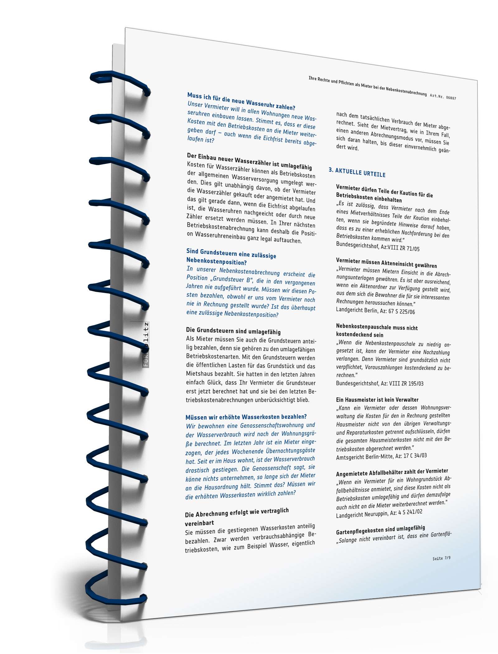 Ratgeber Mietrecht Nebenkostenabrechnung  PDF. Seite: 7