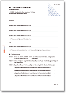 Beteiligungsvertrag GmbH Word