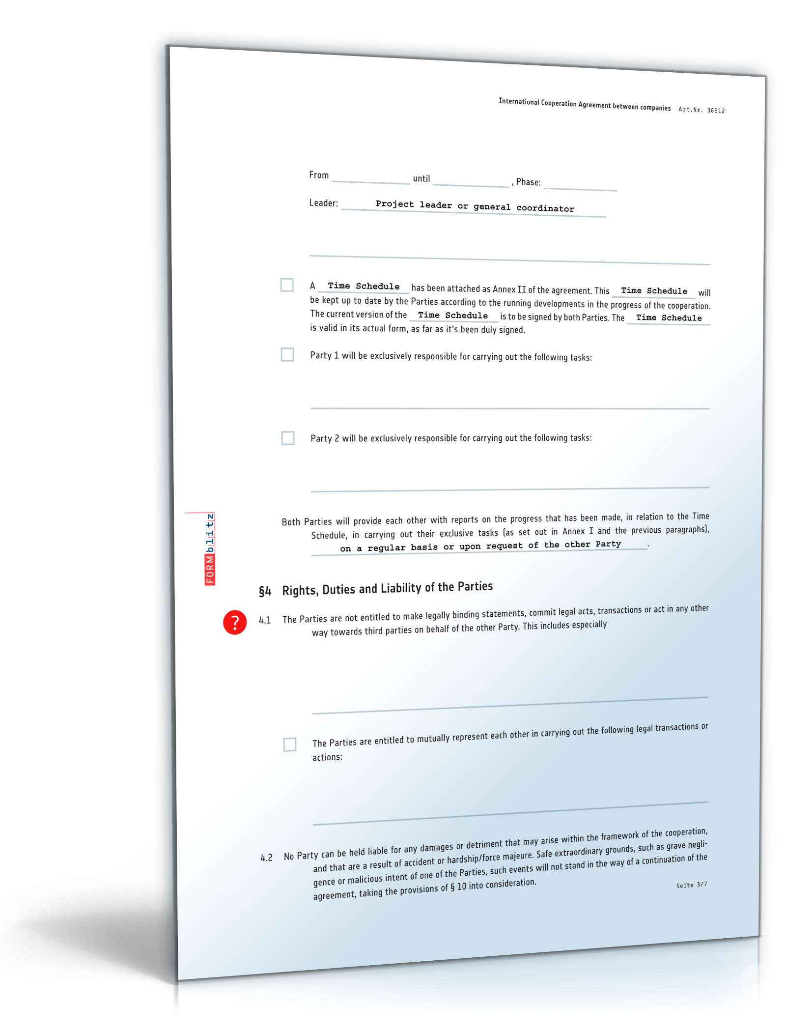 Internationaler Kooperationsvertrag Englisch PDF. Seite: 3
