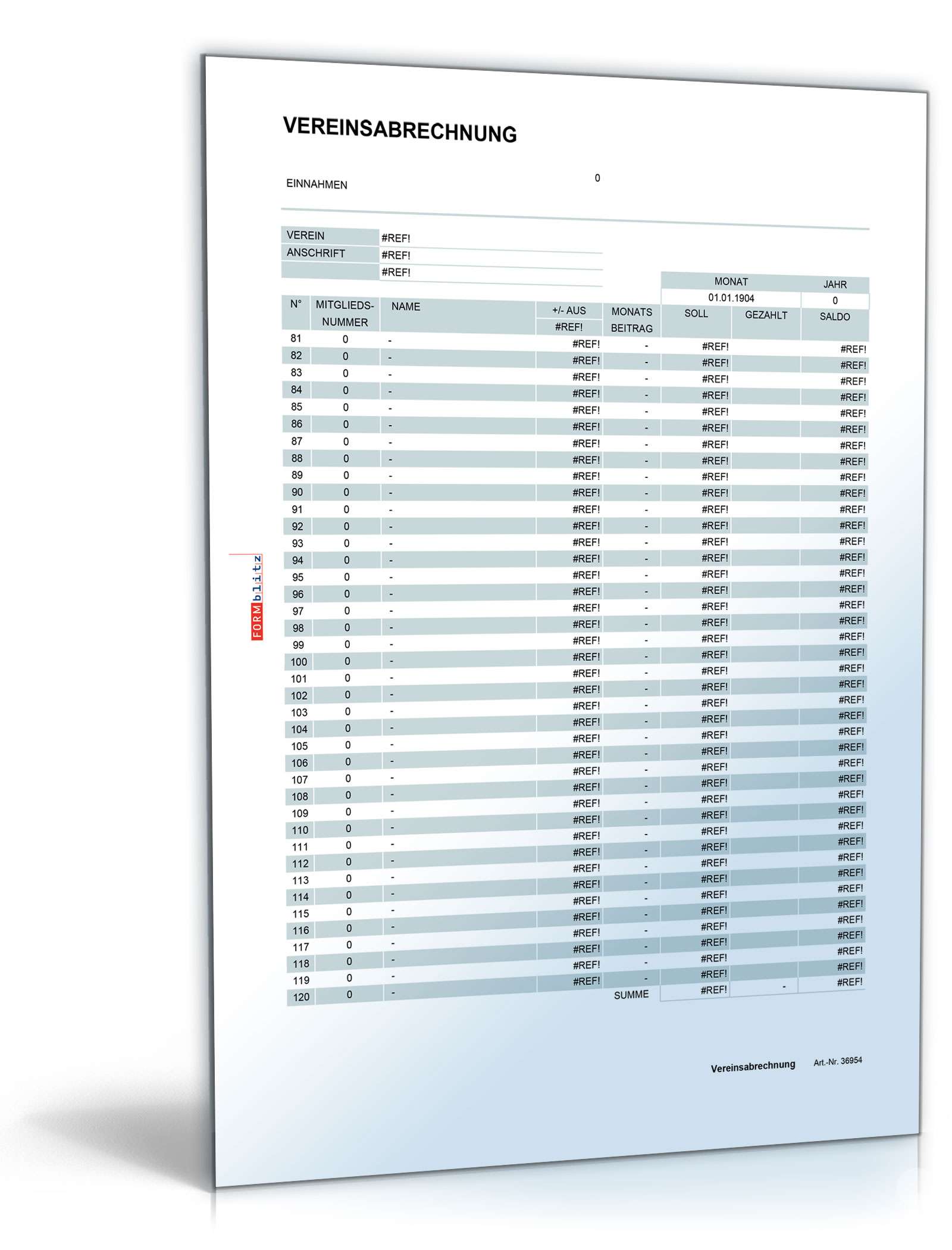 Mitgliederverwaltung Vereine mit Beitragsabrechnung Excel. Seite: 7