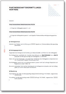 Partnerschaftsvermittlungsvertrag Word