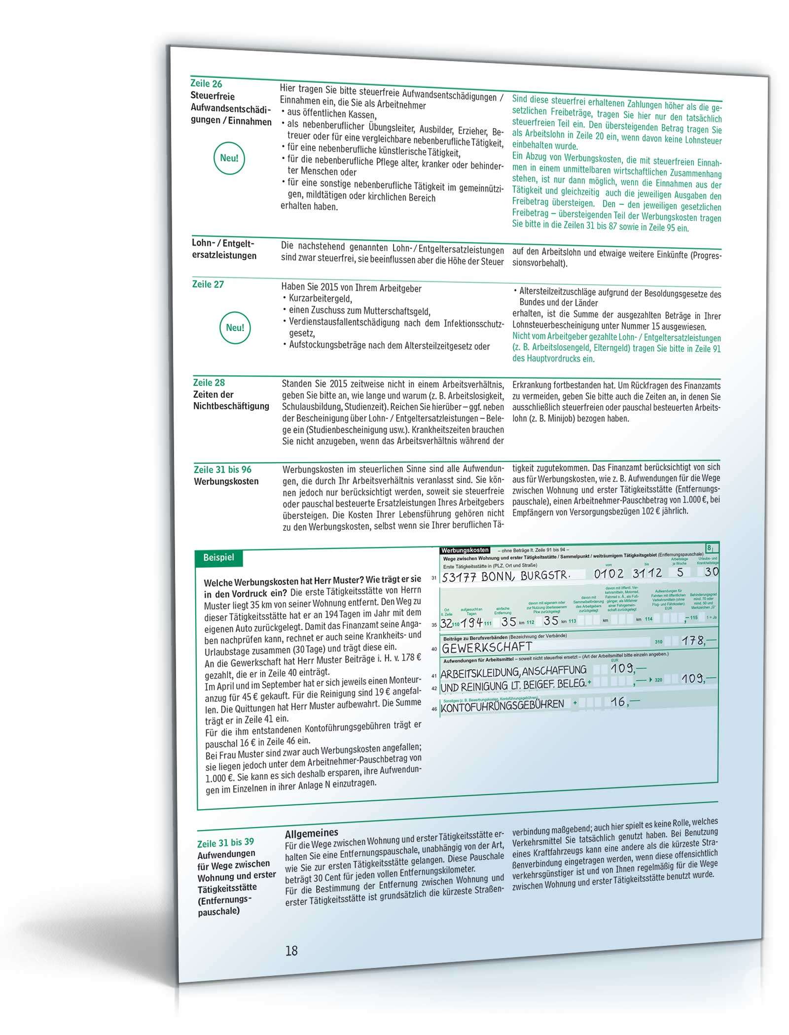 Anleitung zur Einkommensteuererklärung 2015 PDF. Seite: 18