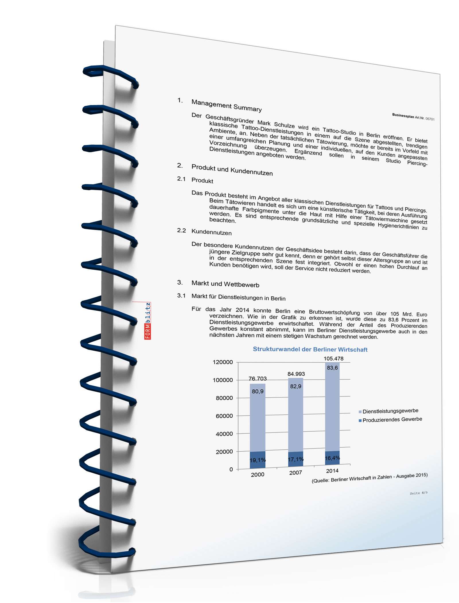 Businessplan Tattoo-Studio Excel. Seite: 3