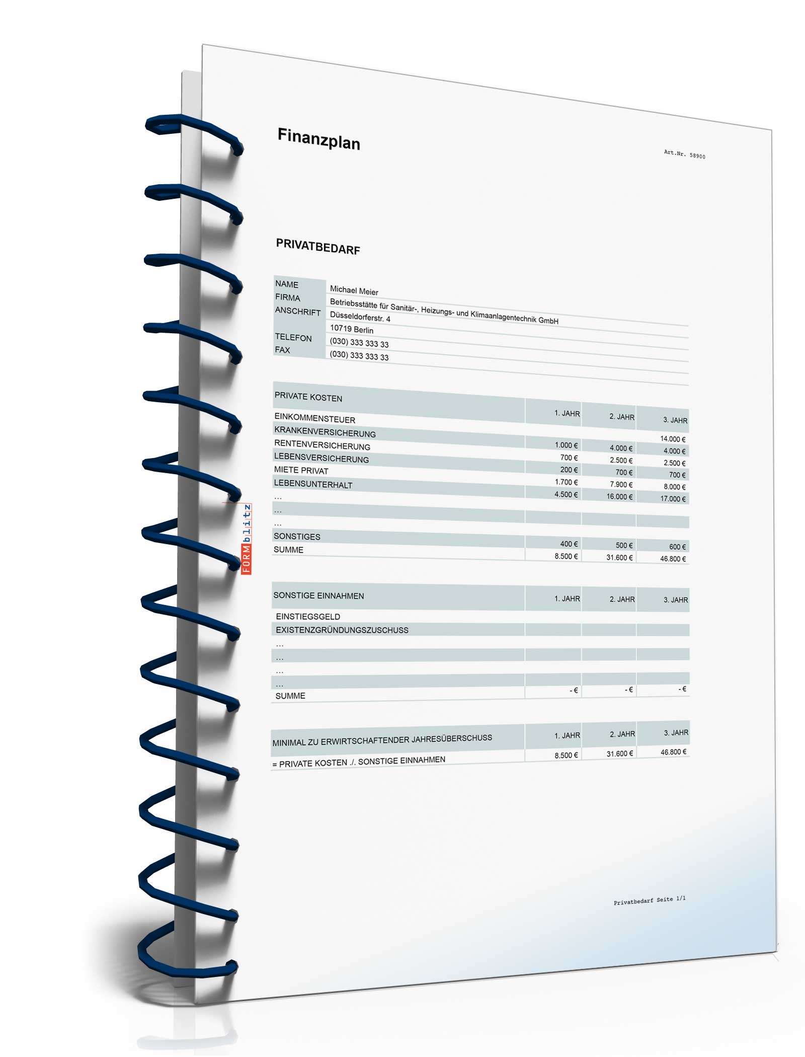 Businessplan Betriebsstätte für Sanitär-, Heizungs- & Klimaanlagentechnik Excel. Seite: 15