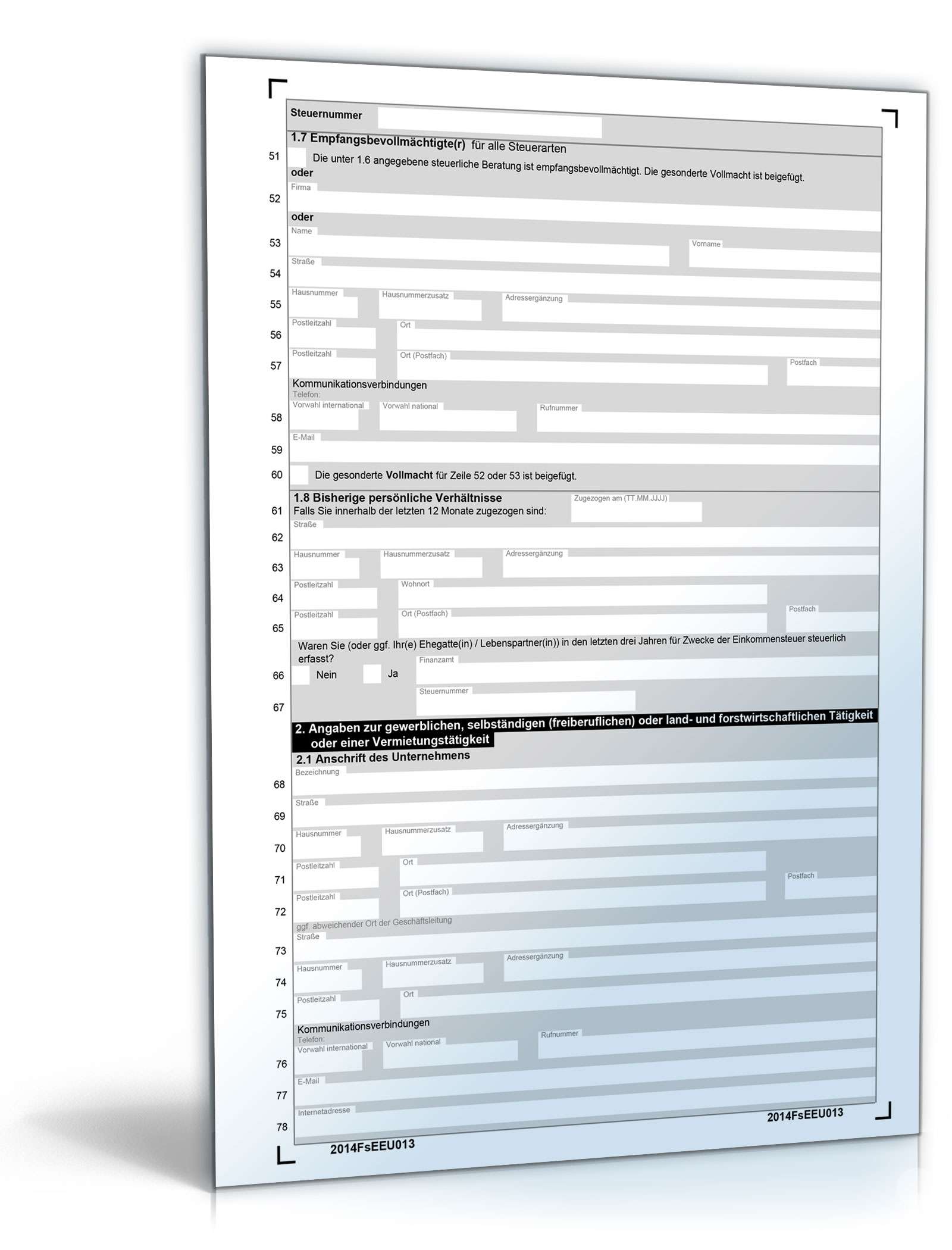 Fragebogen steuerliche Erfassung PDF. Seite: 3