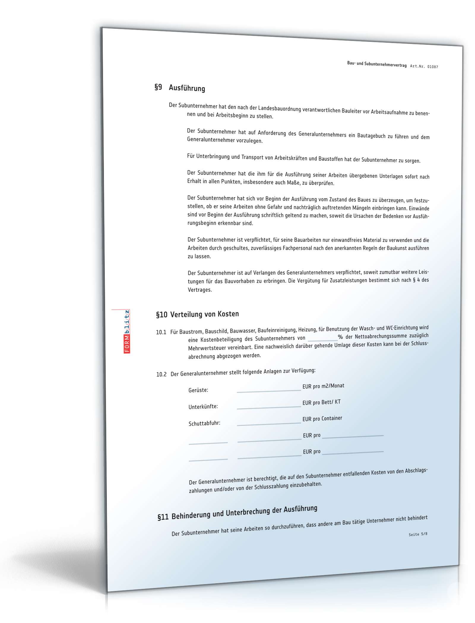 Subunternehmervertrag Bau PDF. Seite: 5