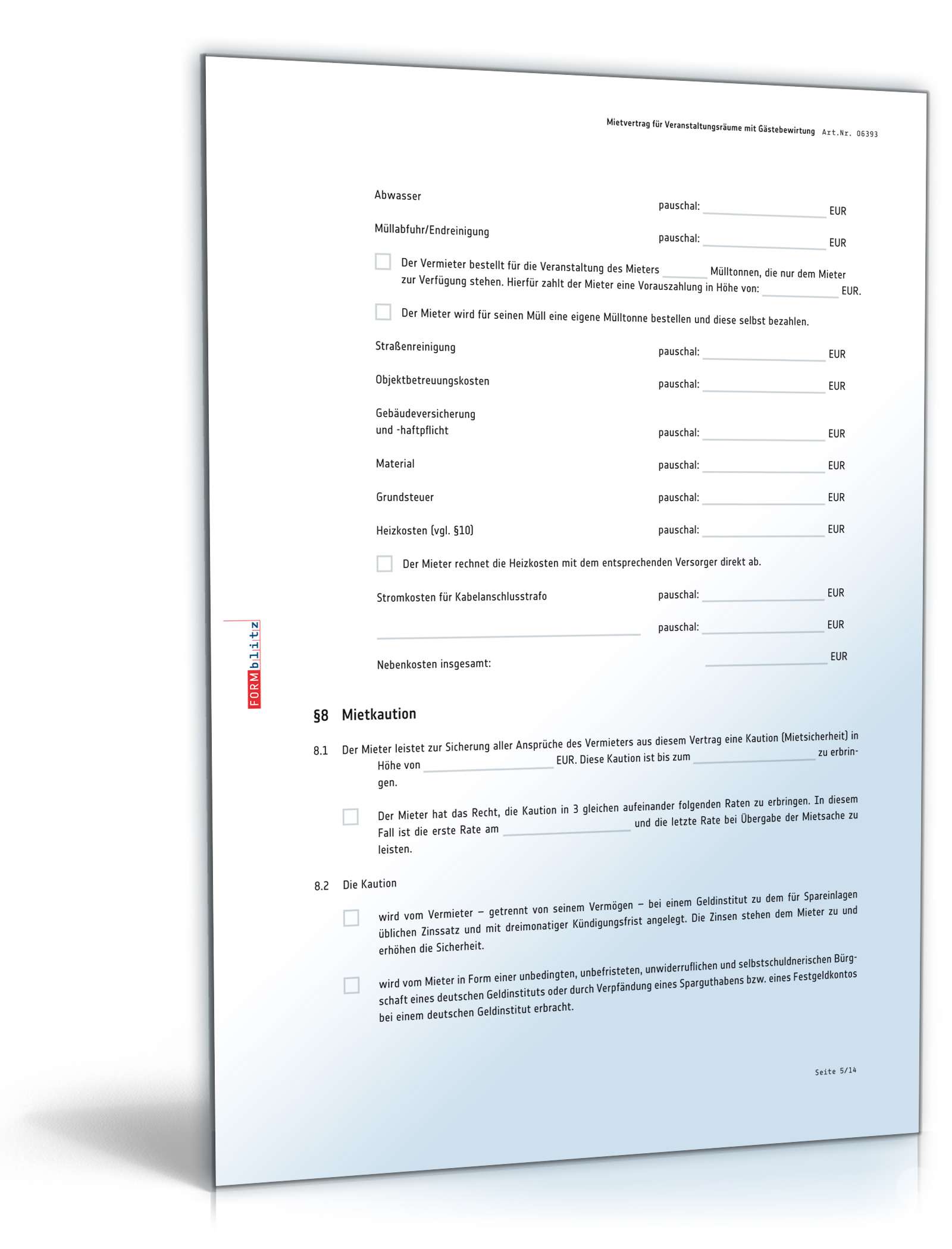 Mietvertrag Veranstaltungsraum PDF. Seite: 5