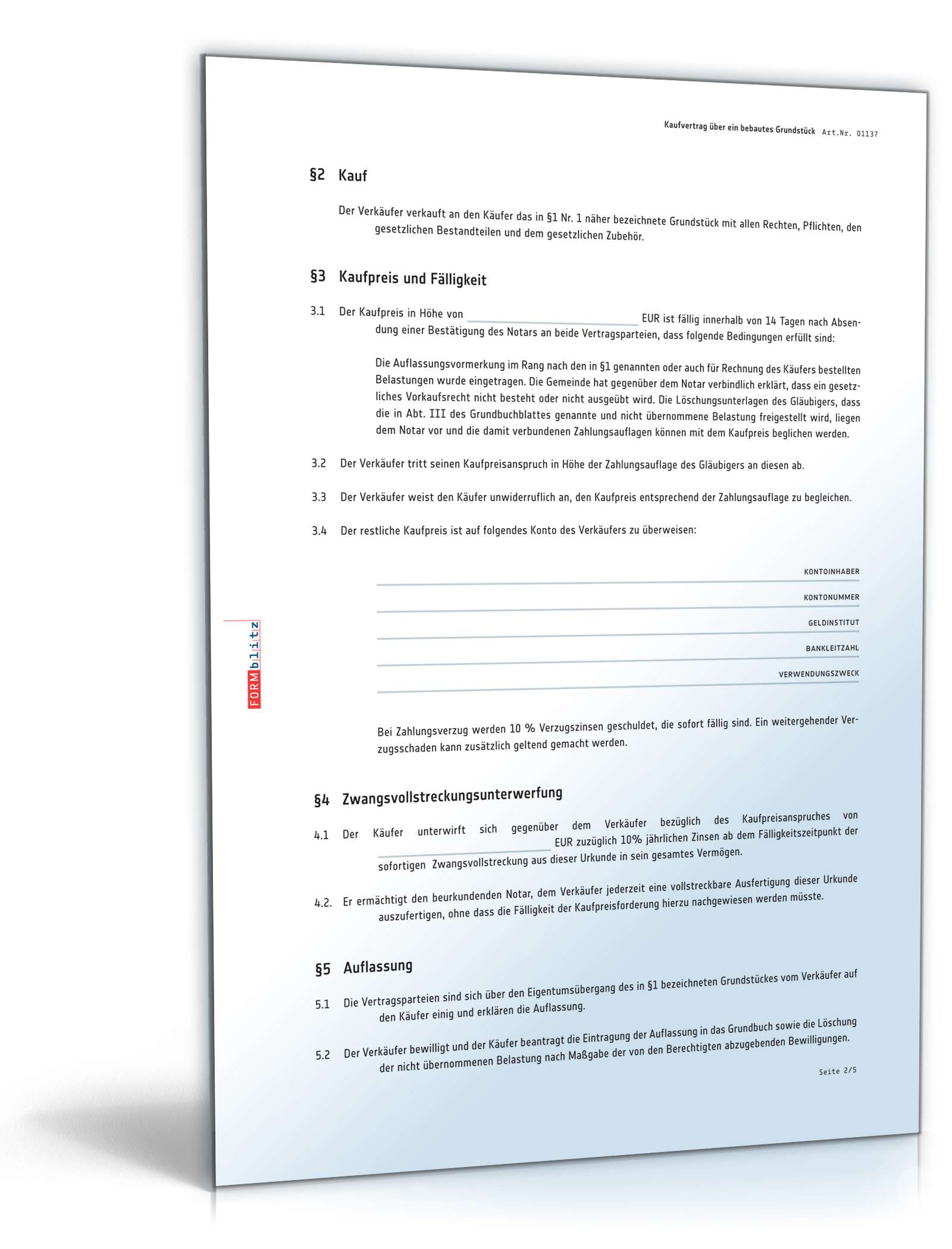 Kaufvertrag Haus PDF. Seite: 2