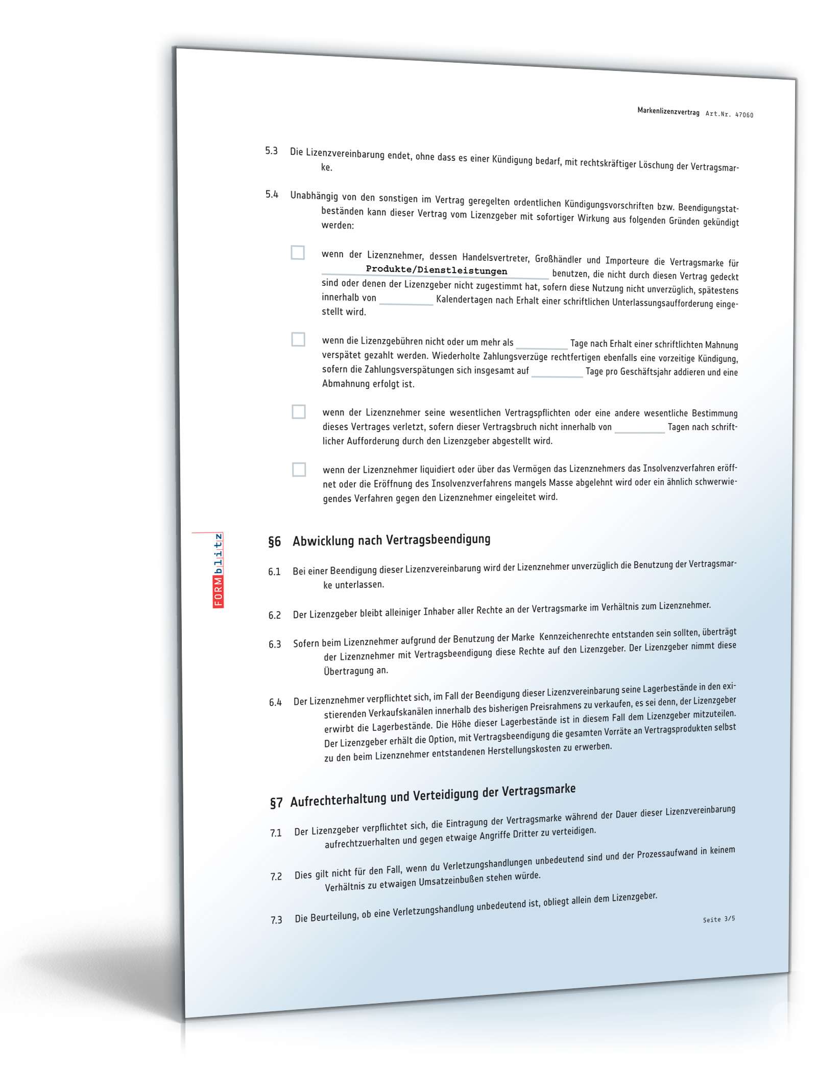 Markenlizenzvertrag  PDF. Seite: 3