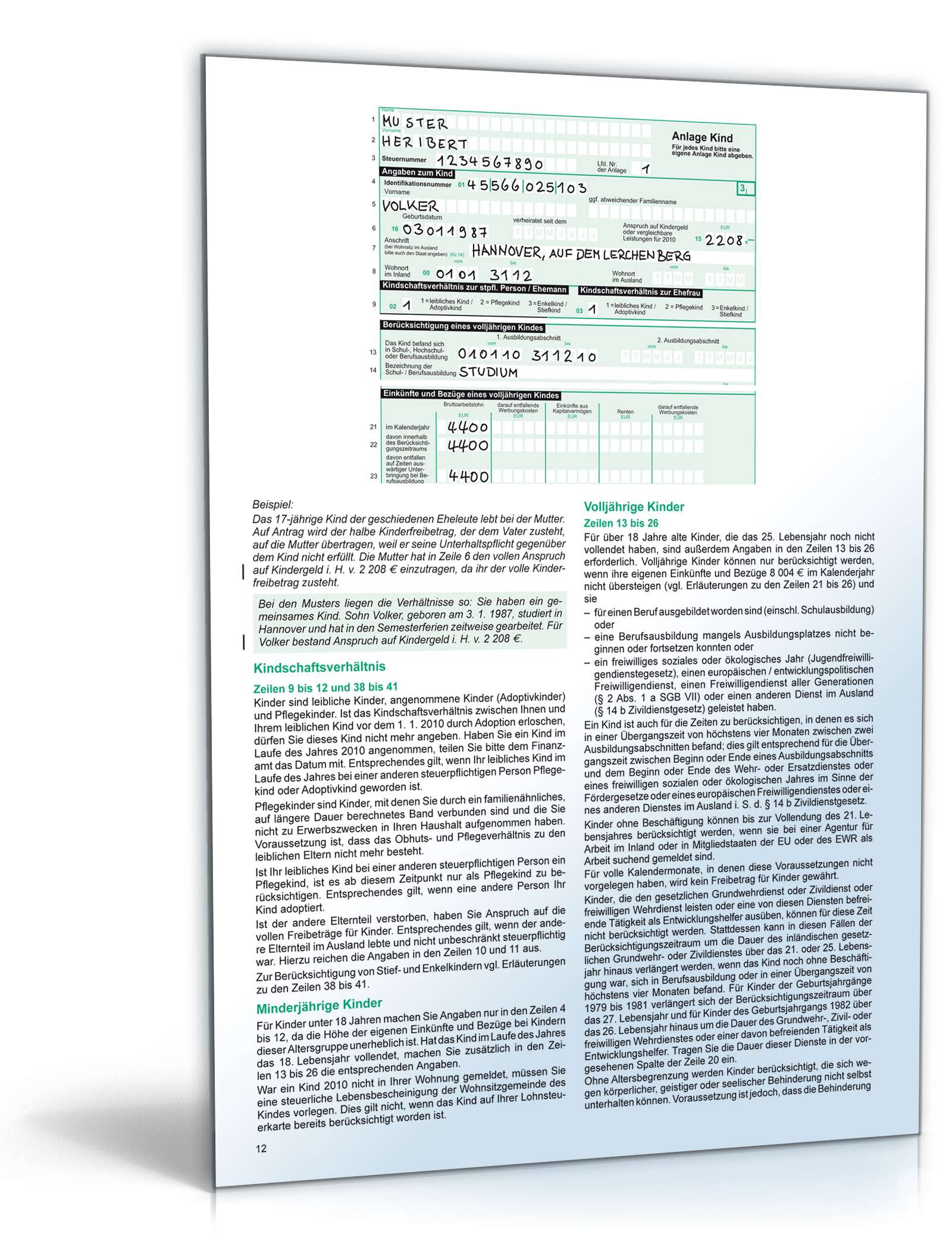 Anleitung zur Einkommensteuererklärung 2010 PDF. Seite: 12