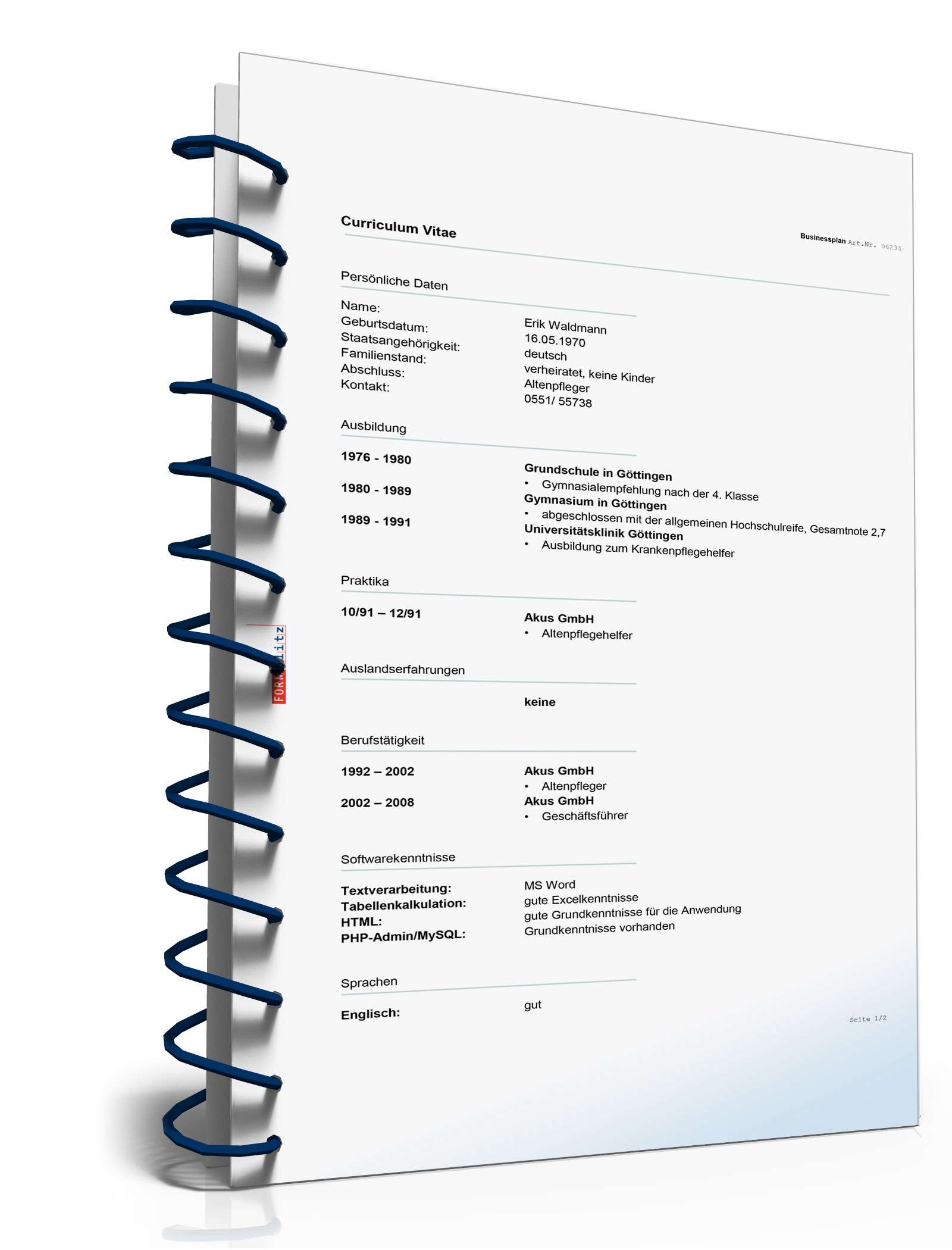 Businessplan Mobiler Pflegedienst Excel. Seite: 16