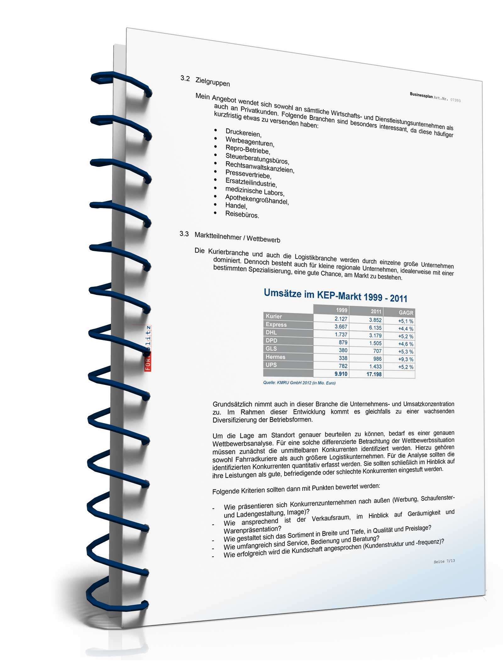 Businessplan Kurierdienst Excel. Seite: 15