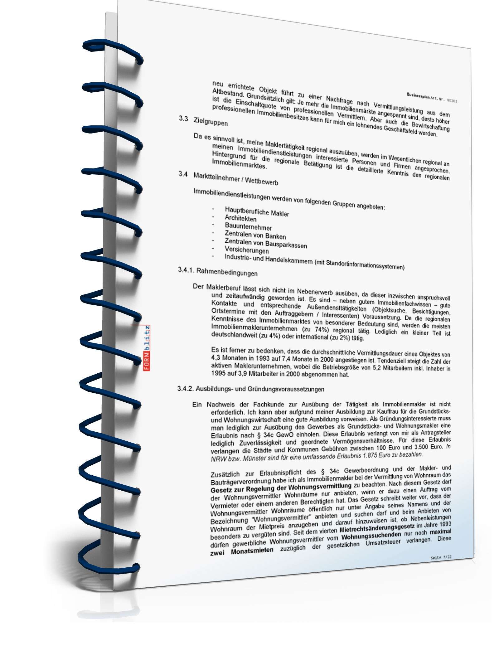 Businessplan Immobilienmaklerbüro Excel. Seite: 11