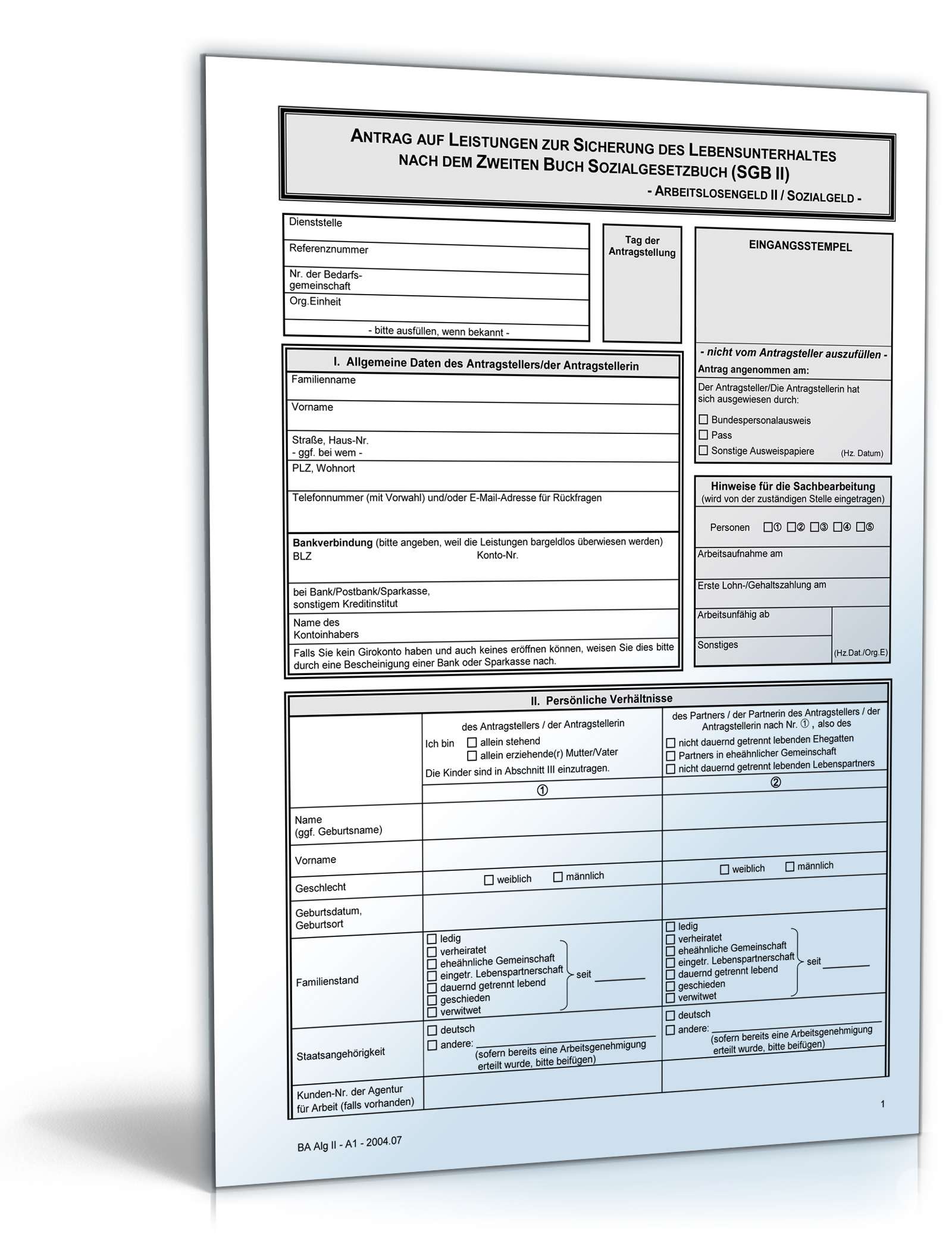 Antrag auf Bürgergeld PDF