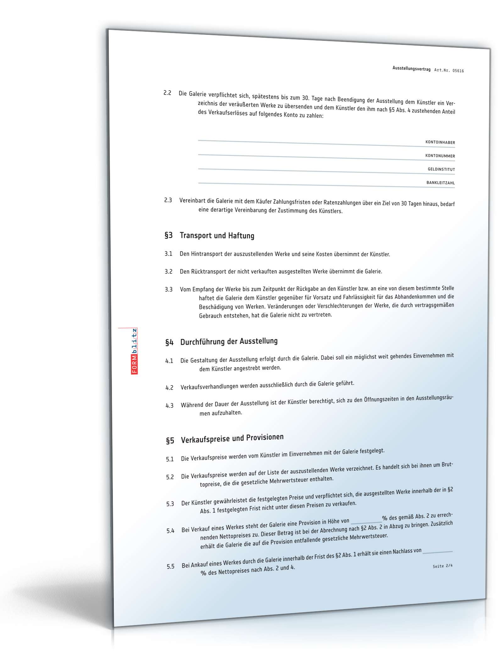 Ausstellungsvertrag PDF. Seite: 2