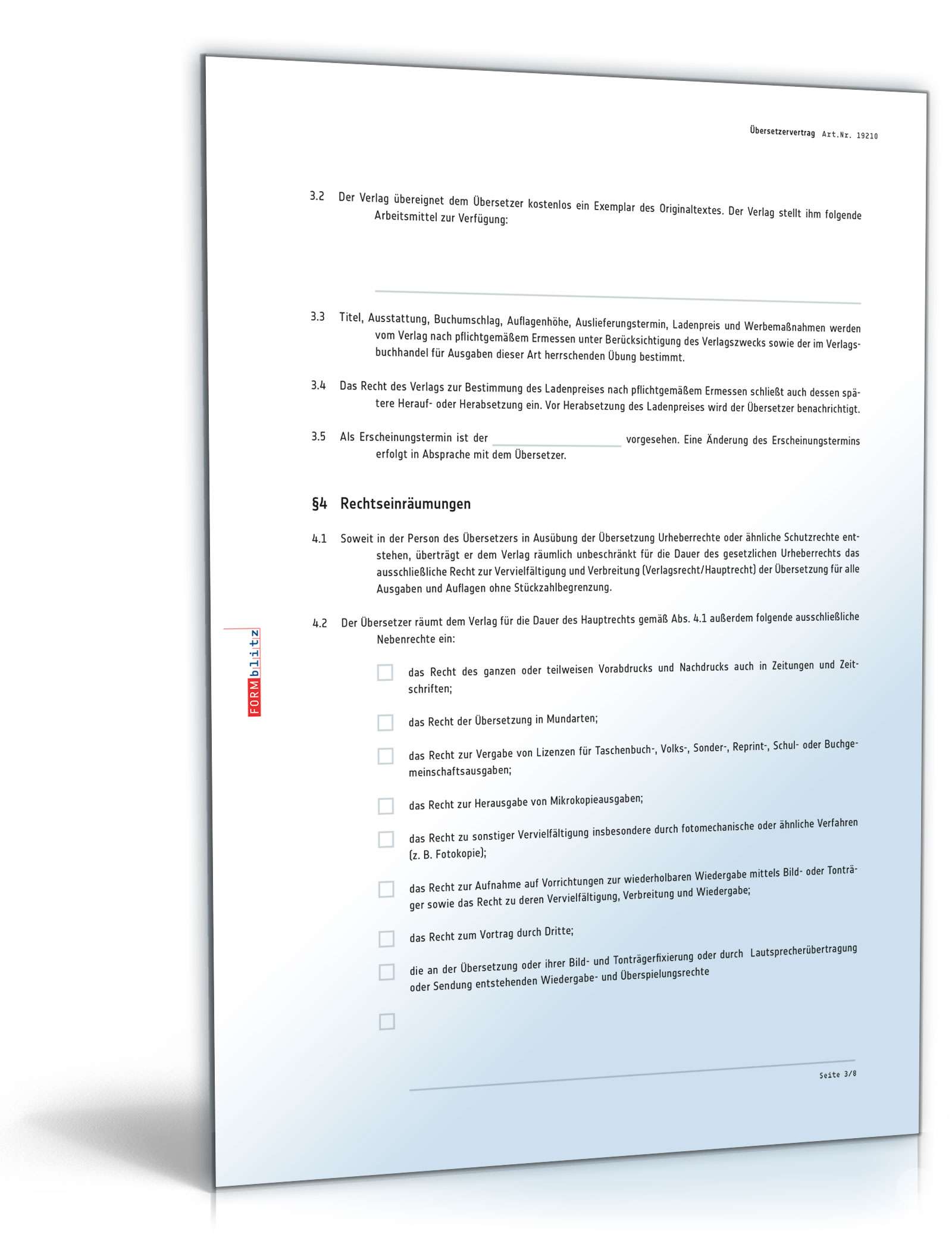 Übersetzervertrag PDF. Seite: 3