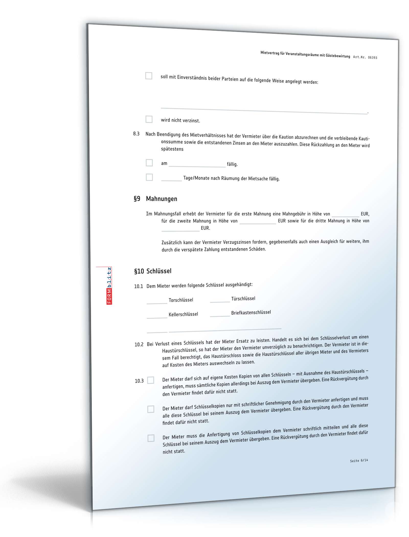 Mietvertrag Veranstaltungsraum PDF. Seite: 6