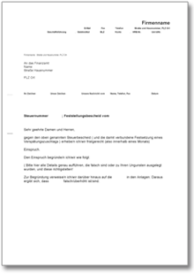 Einspruch gegen Grundsteuerbescheid Word