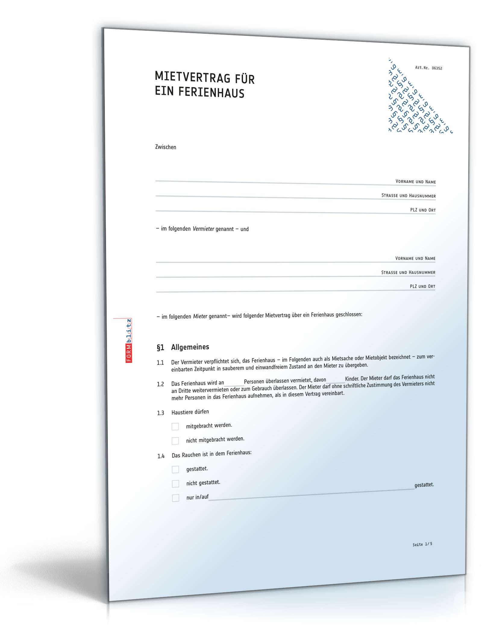 Mietvertrag Ferienhaus PDF