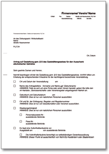 Antrag Erteilung einer vorübergehenden Gaststättenerlaubnis Word