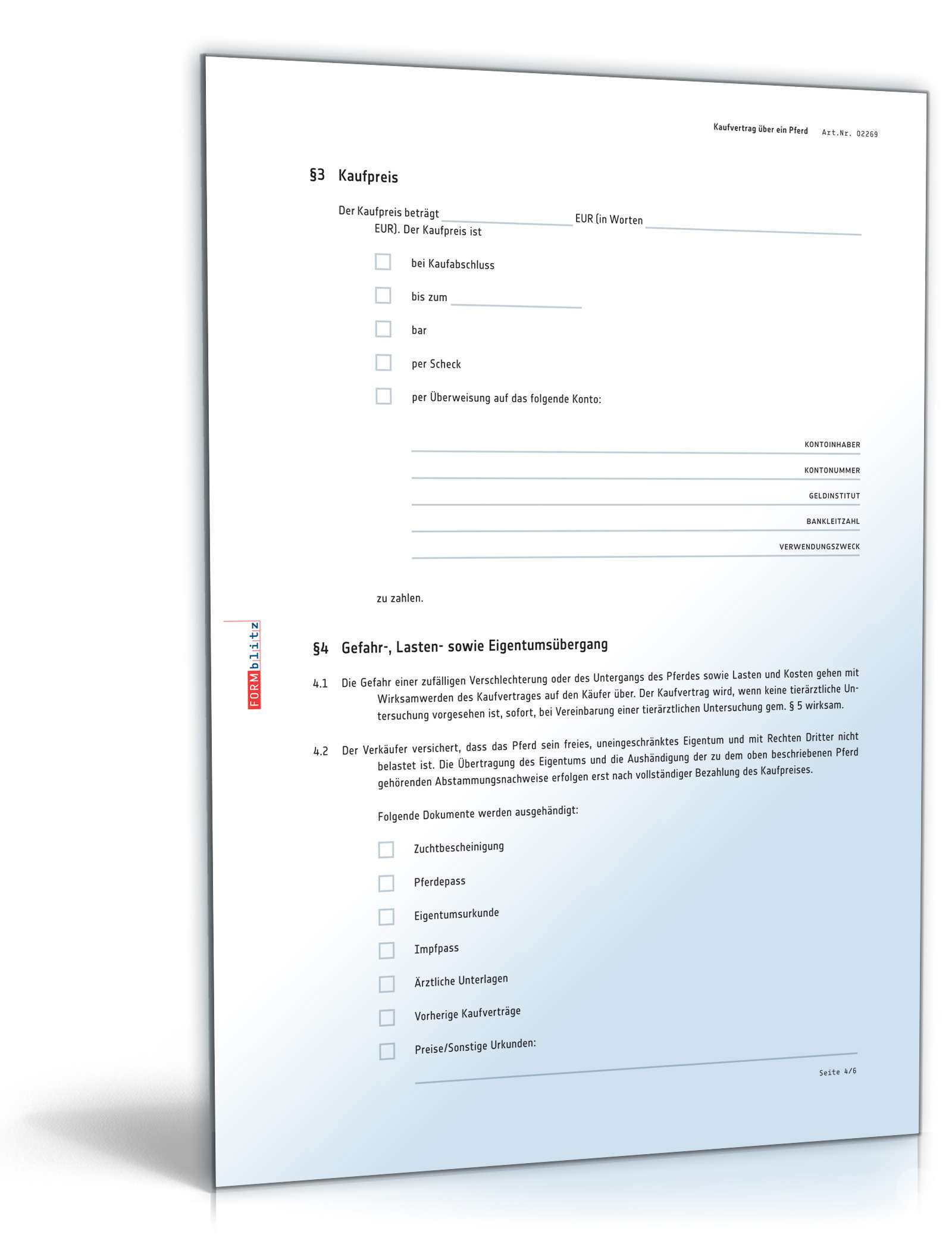 Kaufvertrag Pferd PDF. Seite: 4