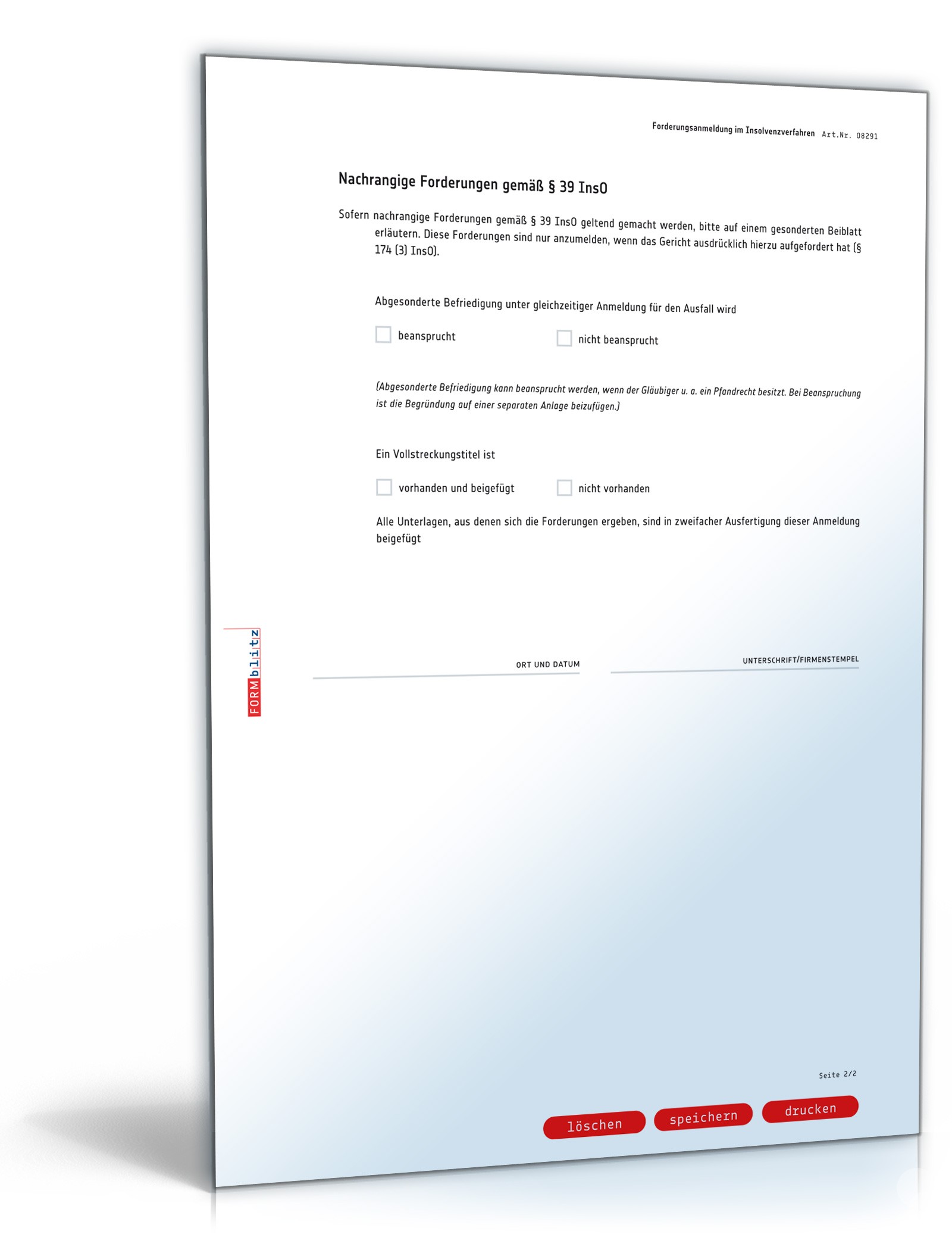 Anmeldung Forderung Insolvenzverfahren | Vorlage zum Download Anmeldung Forderung Insolvenzverfahren | Vorlage zum Download