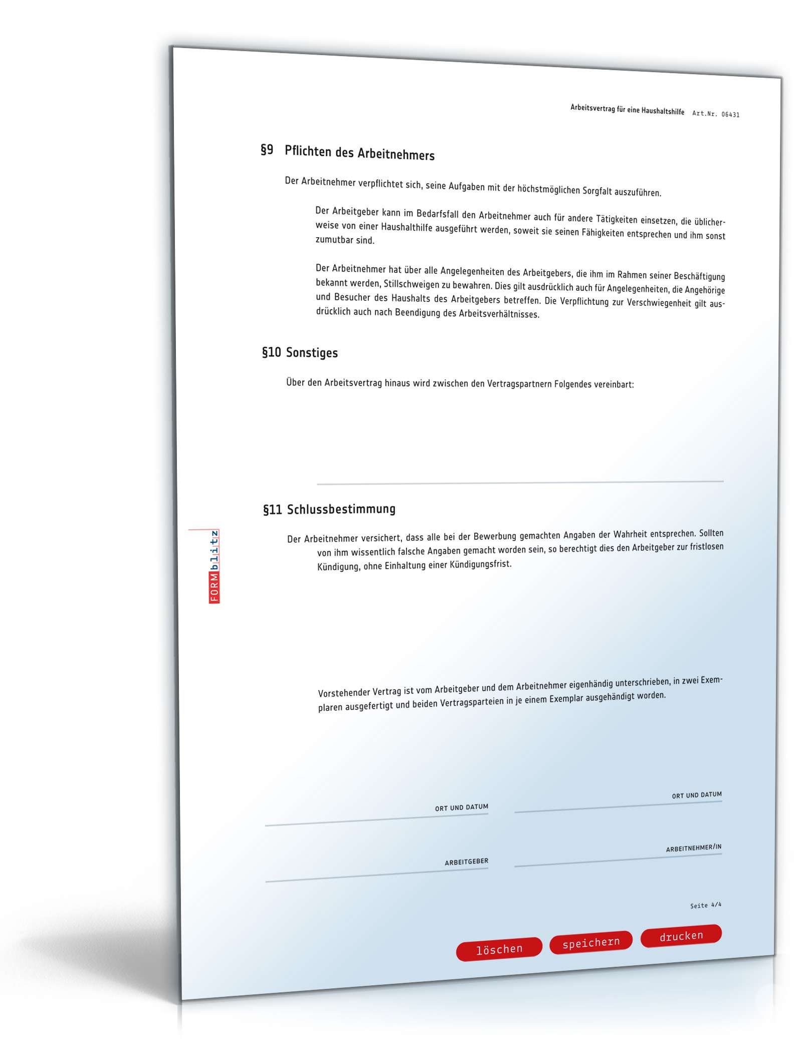 Arbeitsvertrag Haushaltshilfe Word. Seite: 4
