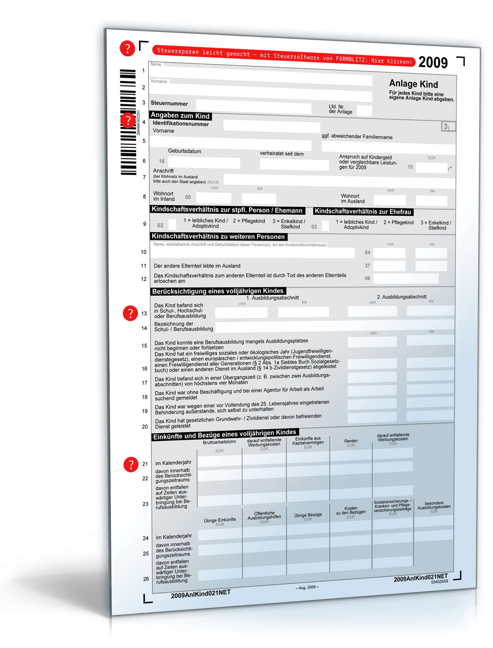 Anlage Kind 2009 PDF