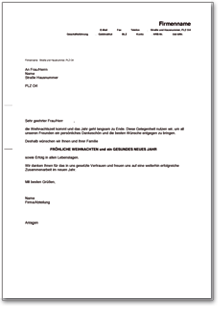 Weihnachtsbrief gute Geschäftskunden Word