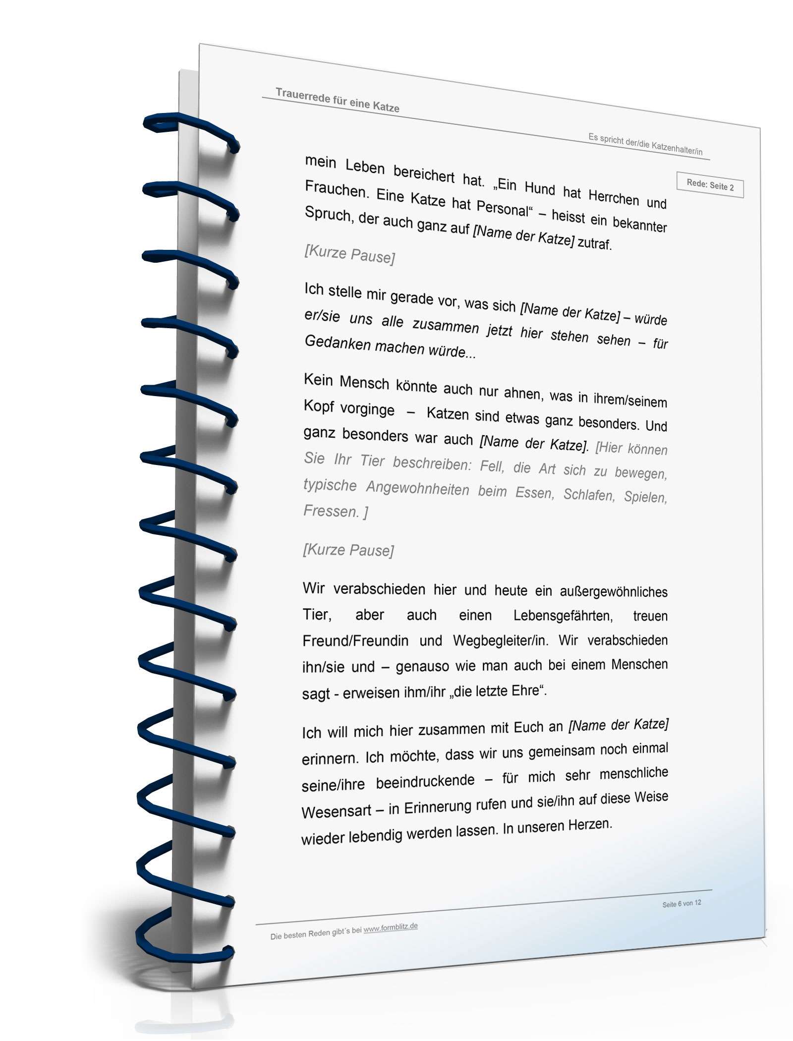 Trauerrede für eine Katze Word. Seite: 6