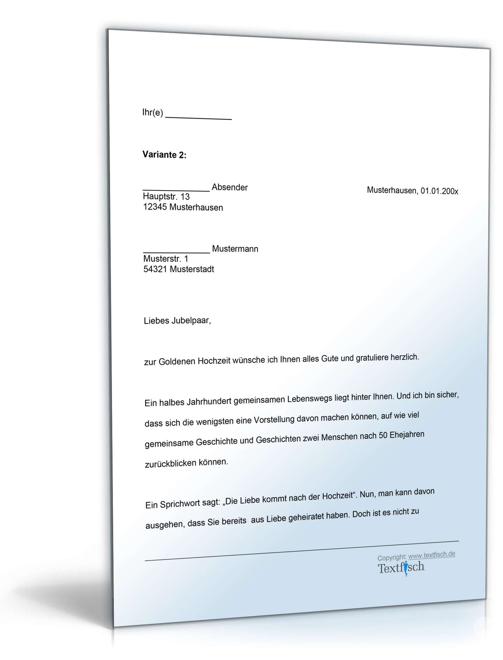 Gratulation goldene Hochzeit Word. Seite: 2
