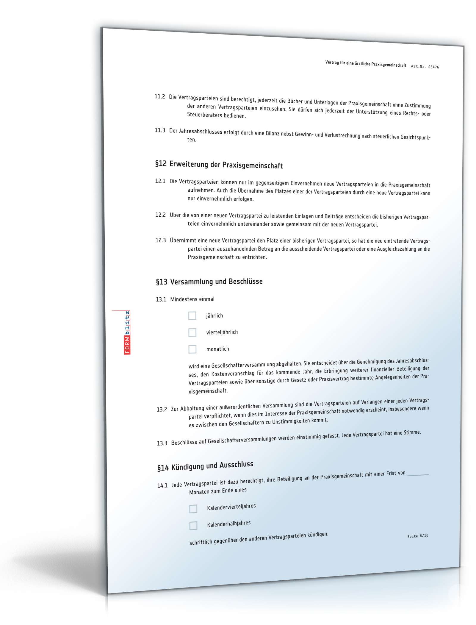 Vertrag Praxisgemeinschaft Ärzte PDF. Seite: 8