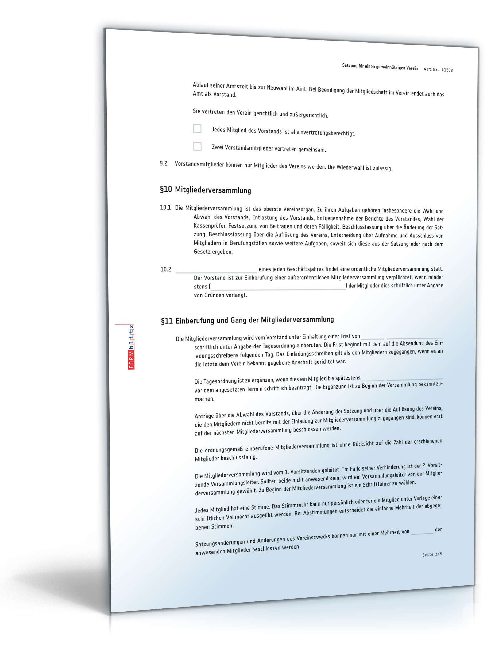 Detaillierte Satzung gemeinnütziger Verein PDF. Seite: 3