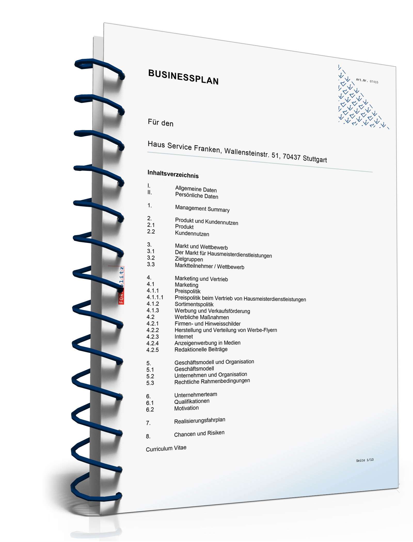 Businessplan Hausmeisterservice Excel. Seite: 4