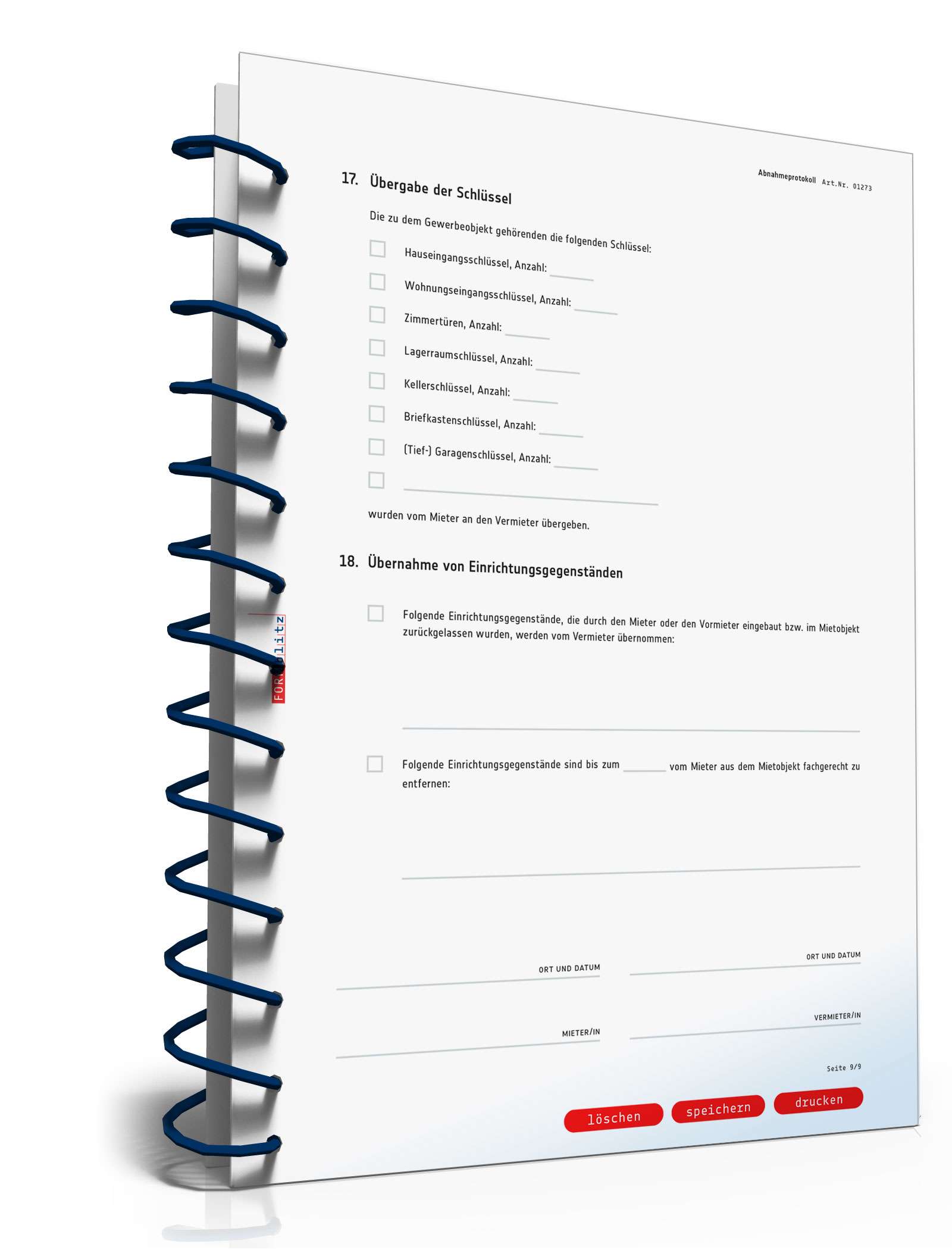 Abnahmeprotokoll Gewerberäume PDF. Seite: 9