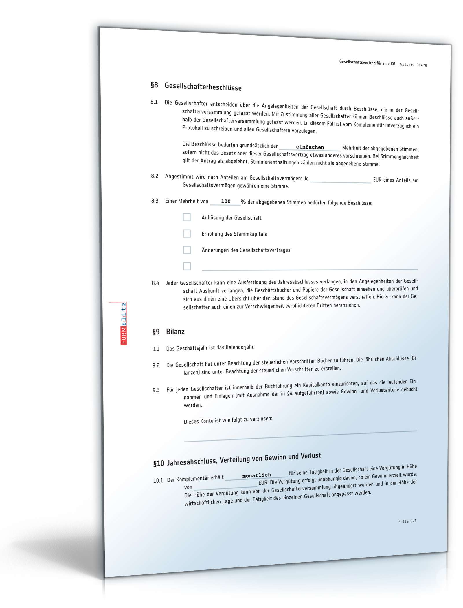 Gesellschaftsvertrag Kommanditgesellschaft PDF. Seite: 5