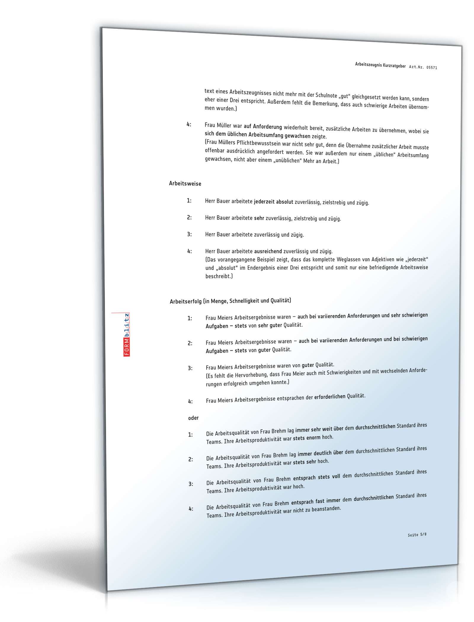 Arbeitszeugnis Versicherungsangestellte Excel. Seite: 9