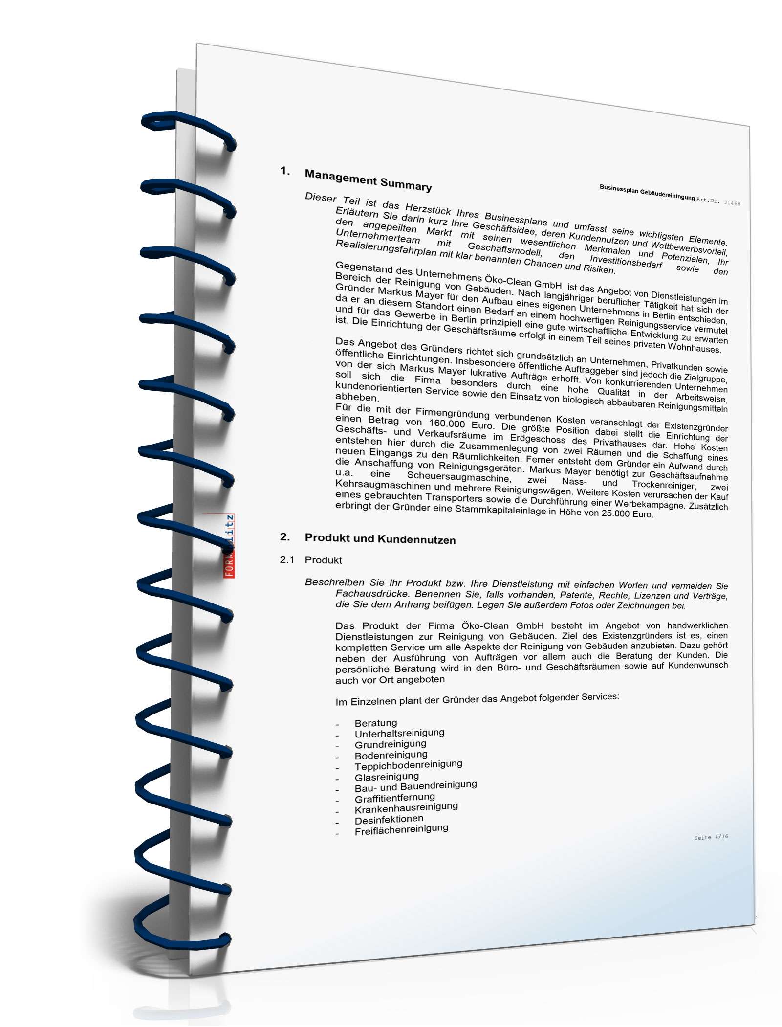 Businessplan Gebäudereinigung Excel. Seite: 3