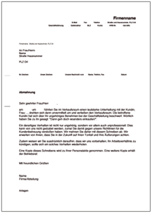Abmahnung wegen ungehörigen Benehmens Word