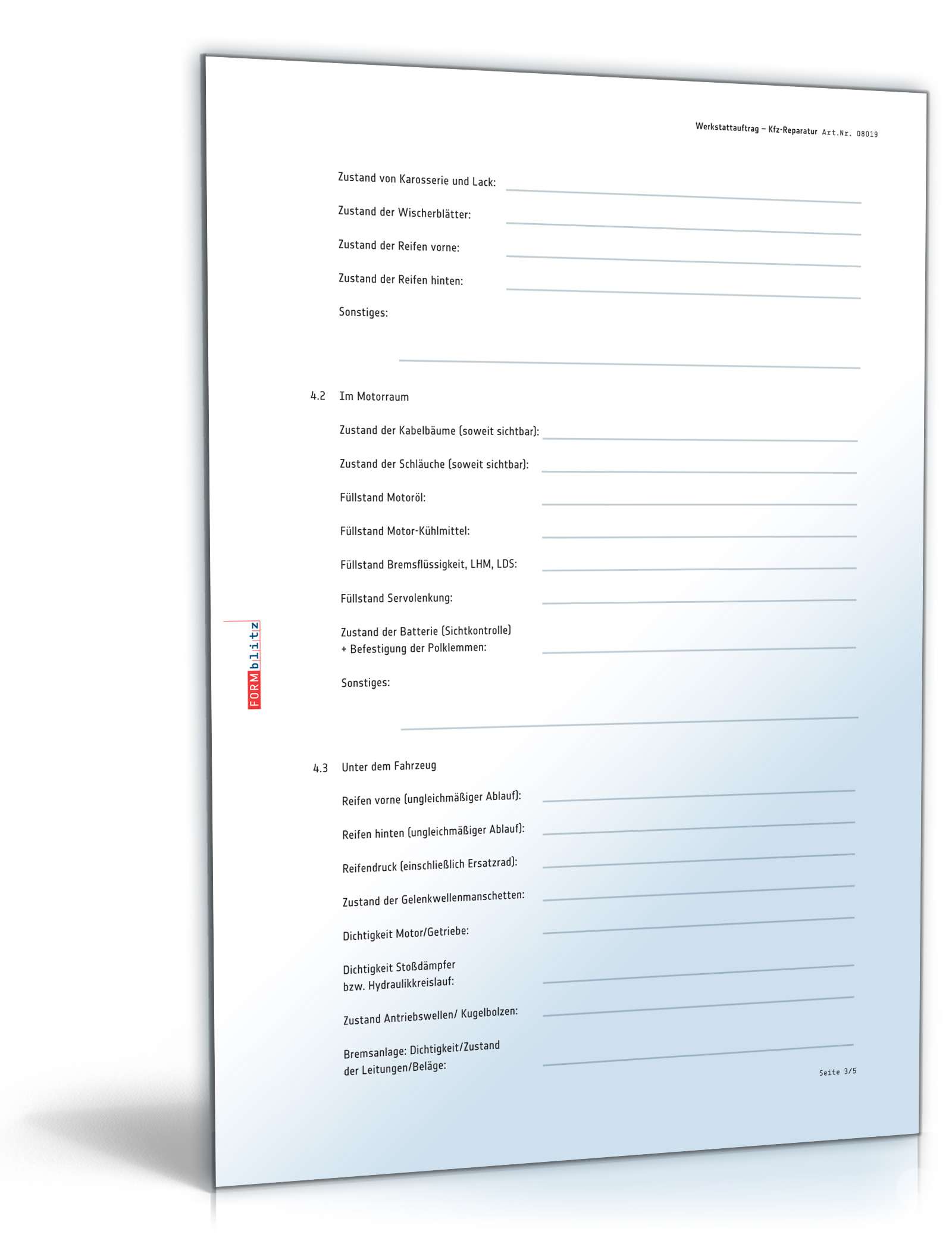 Werkstattauftrag Kfz-Reparatur PDF. Seite: 3