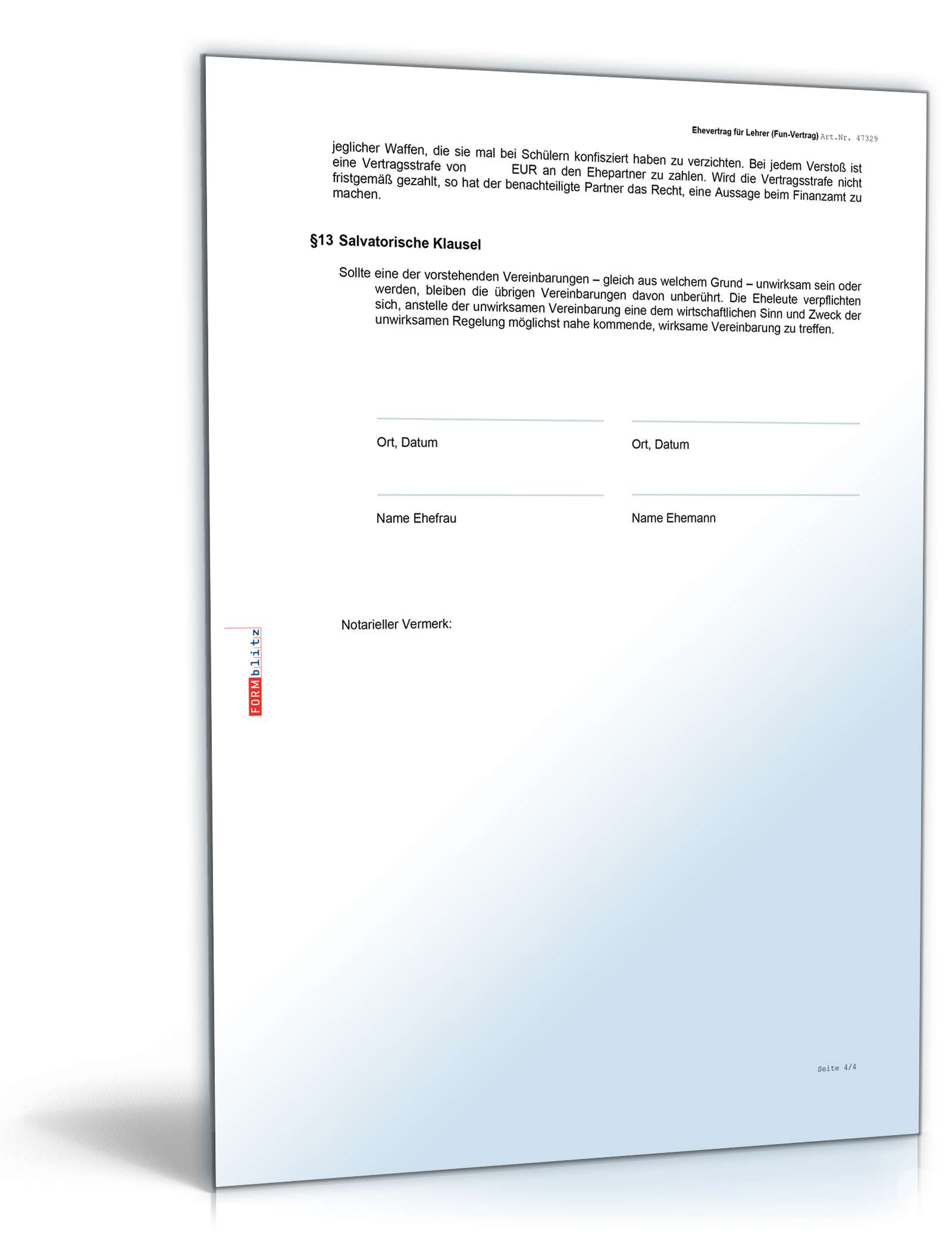 Ehevertrag Lehrer Fun-Vertrag Word. Seite: 4