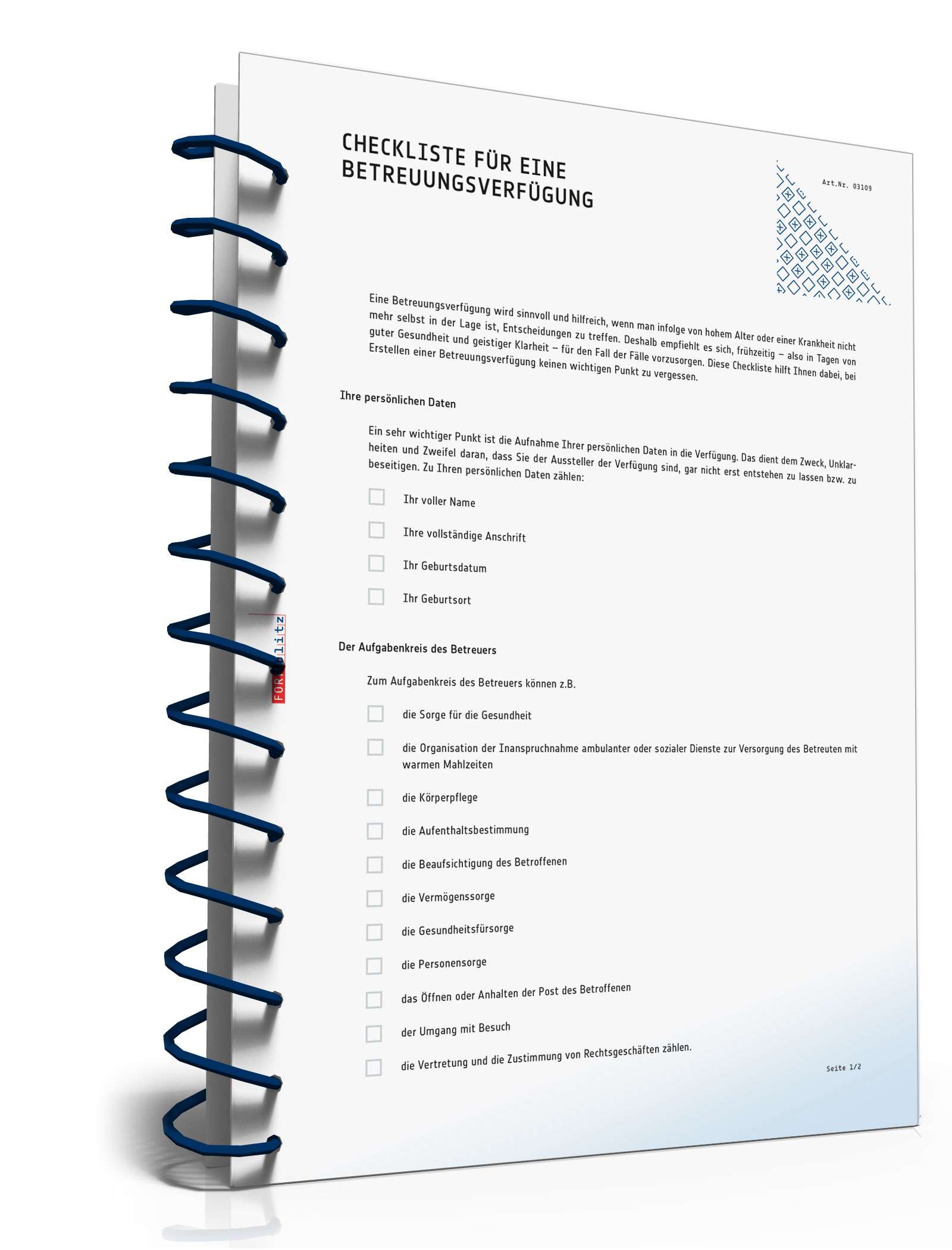 Checkliste Betreuungsverfügung PDF