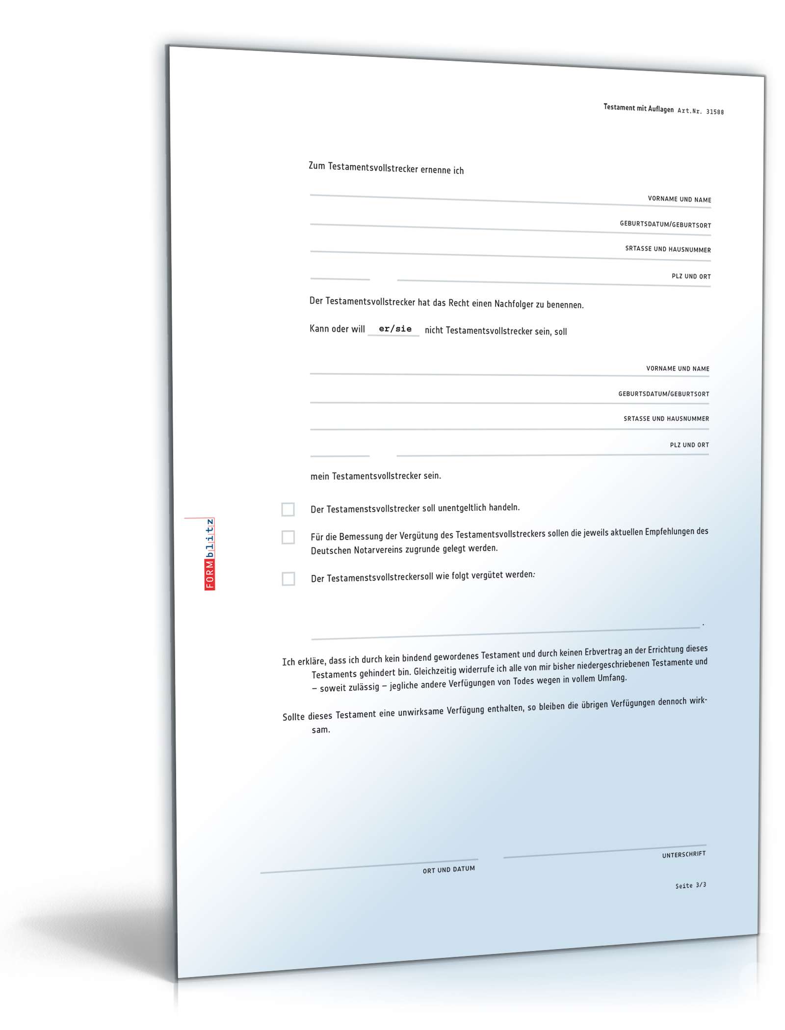 Testament mit Auflagen PDF. Seite: 3