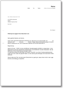 Widerspruch Rückzahlung ALG II Verjährung Word