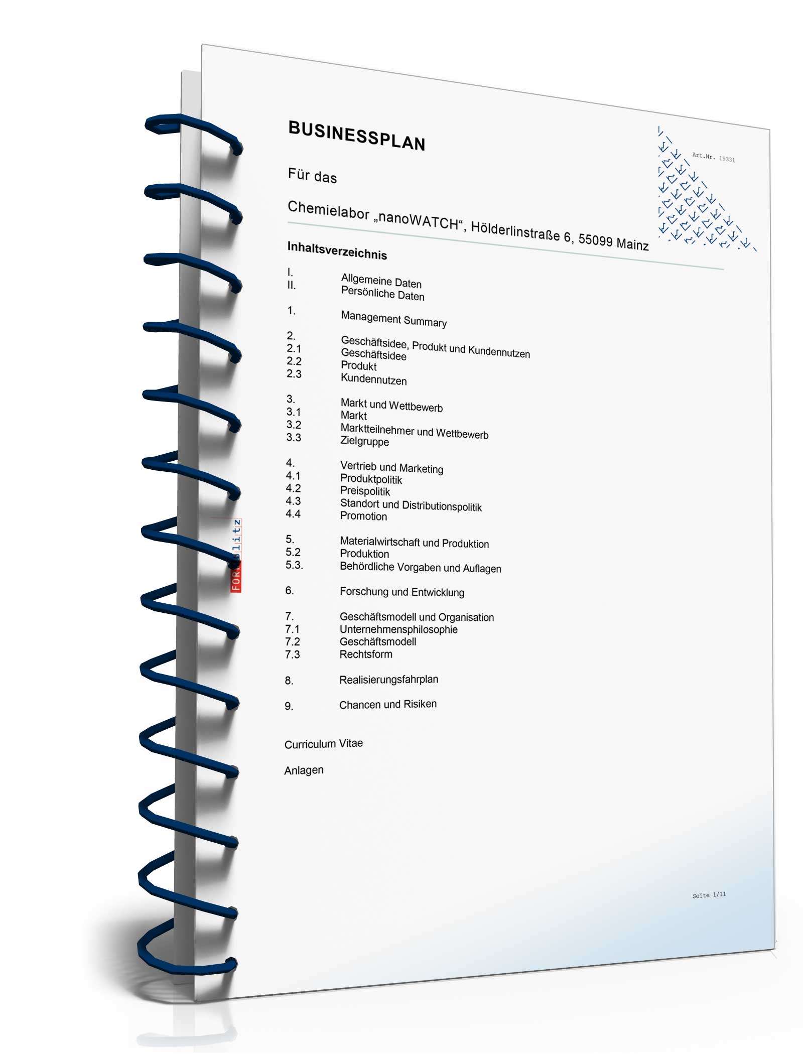 Businessplan Chemielabor/Chemieunternehmen Excel. Seite: 4