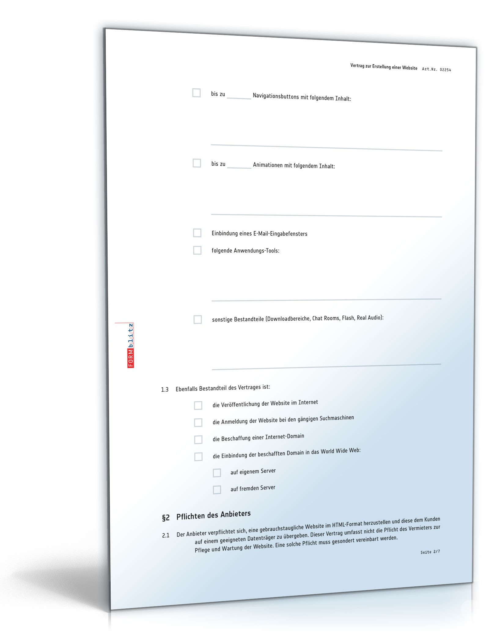 Website-Erstellungsvertrag PDF. Seite: 2